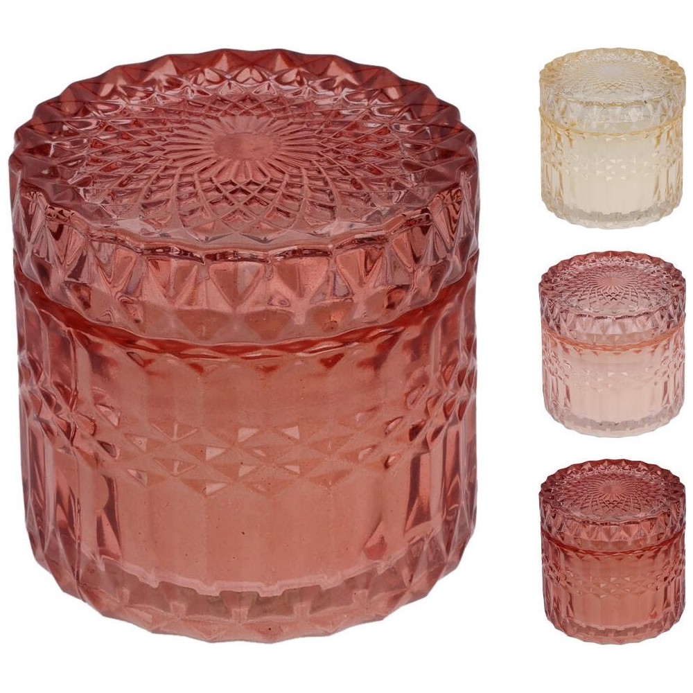 CANDELA IN VETRO 9X8CM 3COLORI